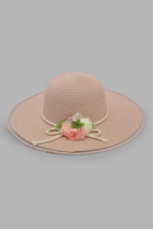 Redtag-Pink-Floral-Embellished-Hat-Category:Caps-&-Hats,-Colour:Pink,-Filter:Women's-Accessories,-New-In,-New-In-Women-ACC,-Non-Sale,-Section:Women,-W22O,-Women-Caps-&-Hats-Women-