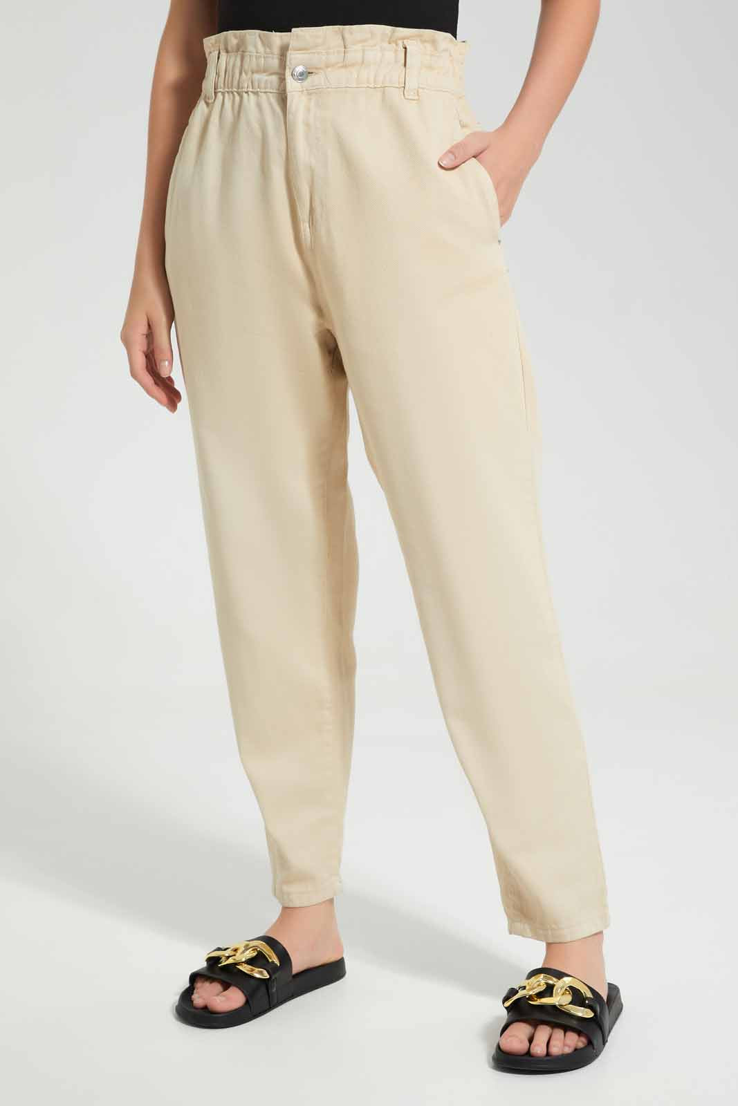 Redtag-Beige-Baggy-Fit-Trouser-Category:Jeans,-Colour:Beige,-Deals:New-In,-Filter:Women's-Clothing,-New-In-Women,-Non-Sale,-S22D,-Section:Women,-TBL,-Women-Jeans-Women's-