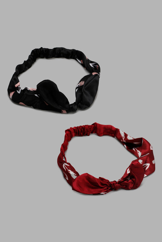 Red And Black Hairband For Girls (2 Piece)