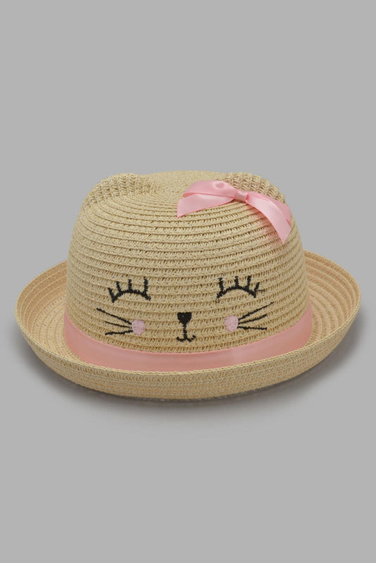 Redtag-Beige-Character-Embellished-Hat-Category:Caps-&-Hats,-CHR,-Colour:Assorted,-Filter:Girls-Accessories,-GIR-Caps-&-Hats,-New-In,-New-In-GIR-ACC,-Non-Sale,-Section:Girls-(0-to-14Yrs),-W22O-Girls-