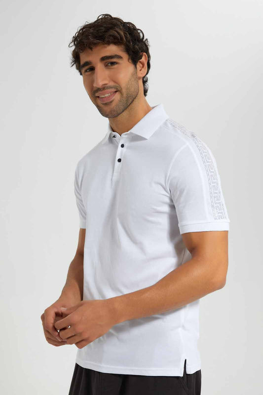 Redtag-White-Polo-Shirt-With-Stone-Work-Category:Polo-T-Shirts,-Colour:White,-Deals:New-In,-EID,-Filter:Men's-Clothing,-Men-Polo-T-Shirts,-New-In-Men-APL,-Non-Sale,-Section:Men,-W22O-Men's-