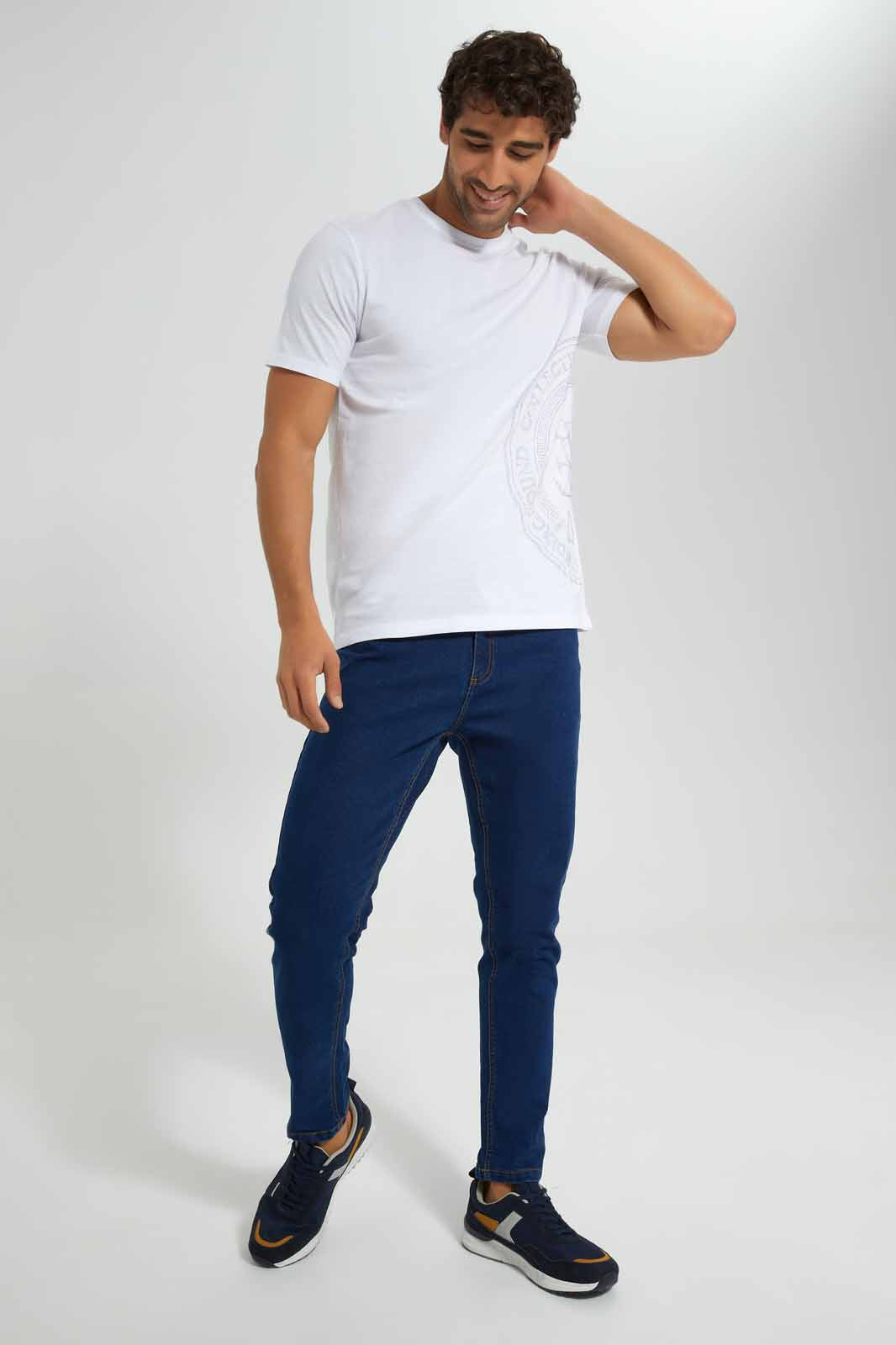 Redtag-White-T-Shirt-With-Stone-Work-Category:T-Shirts,-Colour:White,-Deals:New-In,-EID,-Filter:Men's-Clothing,-Men-T-Shirts,-New-In-Men-APL,-Non-Sale,-Section:Men,-W22O-Men's-