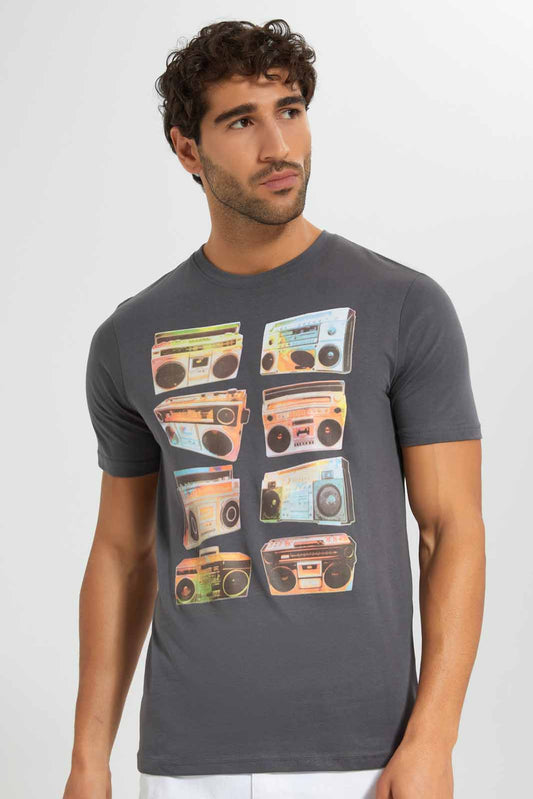 Redtag-Grey-Graphic-T-Shirt-Category:T-Shirts,-Colour:Charcoal,-Deals:New-In,-Filter:Men's-Clothing,-Men-T-Shirts,-New-In-Men,-Non-Sale,-S22D,-Section:Men,-TBL-Men's-