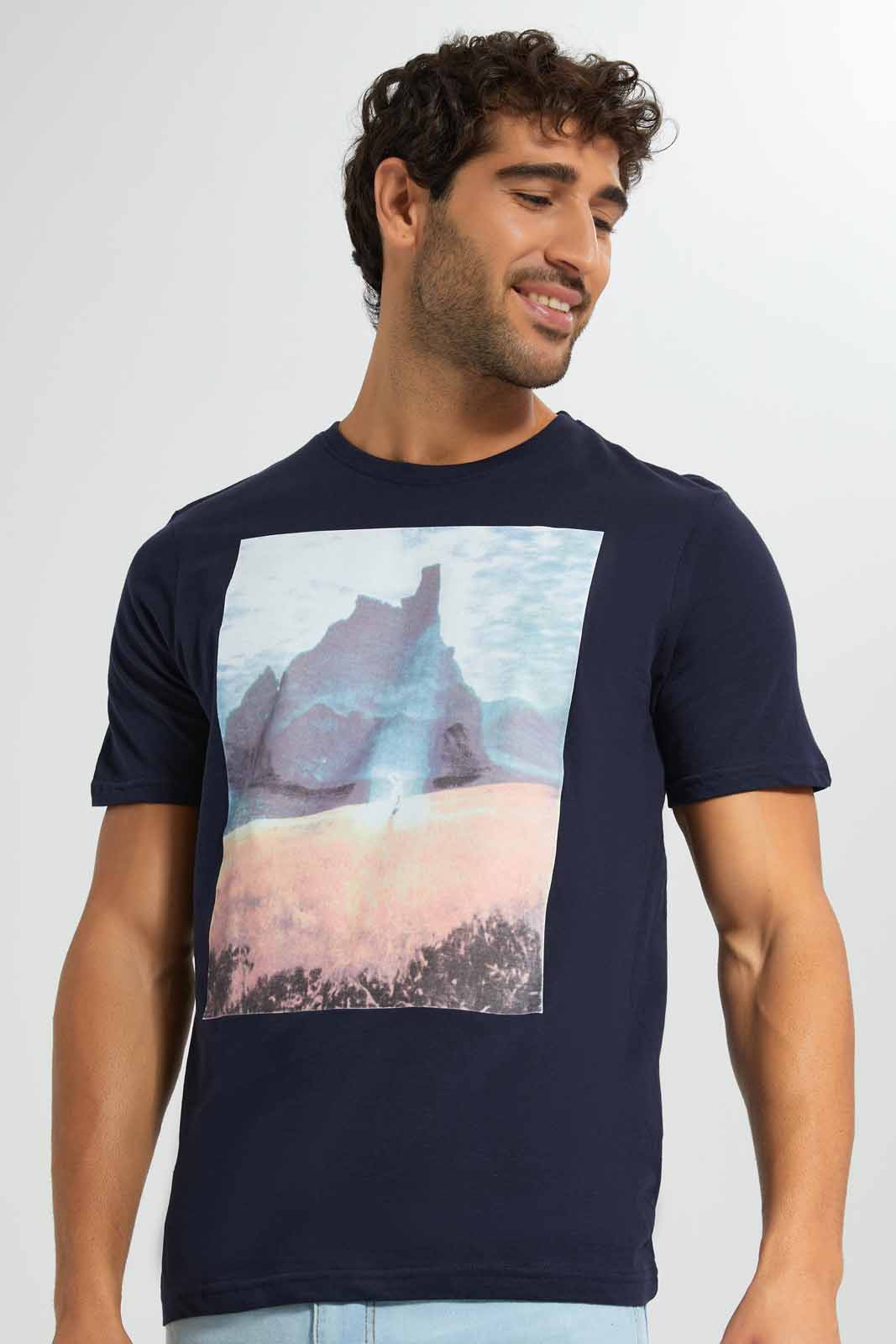 Redtag-Navy-Graphic-T-Shirt-Category:T-Shirts,-Colour:Navy,-Deals:New-In,-Filter:Men's-Clothing,-Men-T-Shirts,-New-In-Men,-Non-Sale,-S22D,-Section:Men,-TBL-Men's-