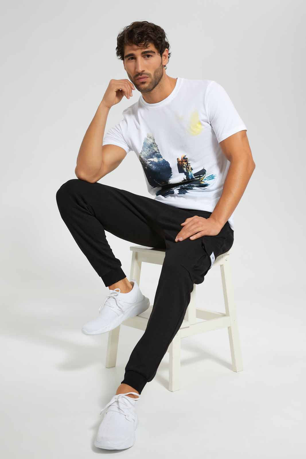 Redtag-White-Graphic-T-Shirt-Category:T-Shirts,-Colour:White,-Deals:New-In,-Filter:Men's-Clothing,-Men-T-Shirts,-New-In-Men,-Non-Sale,-S22D,-Section:Men,-TBL-Men's-