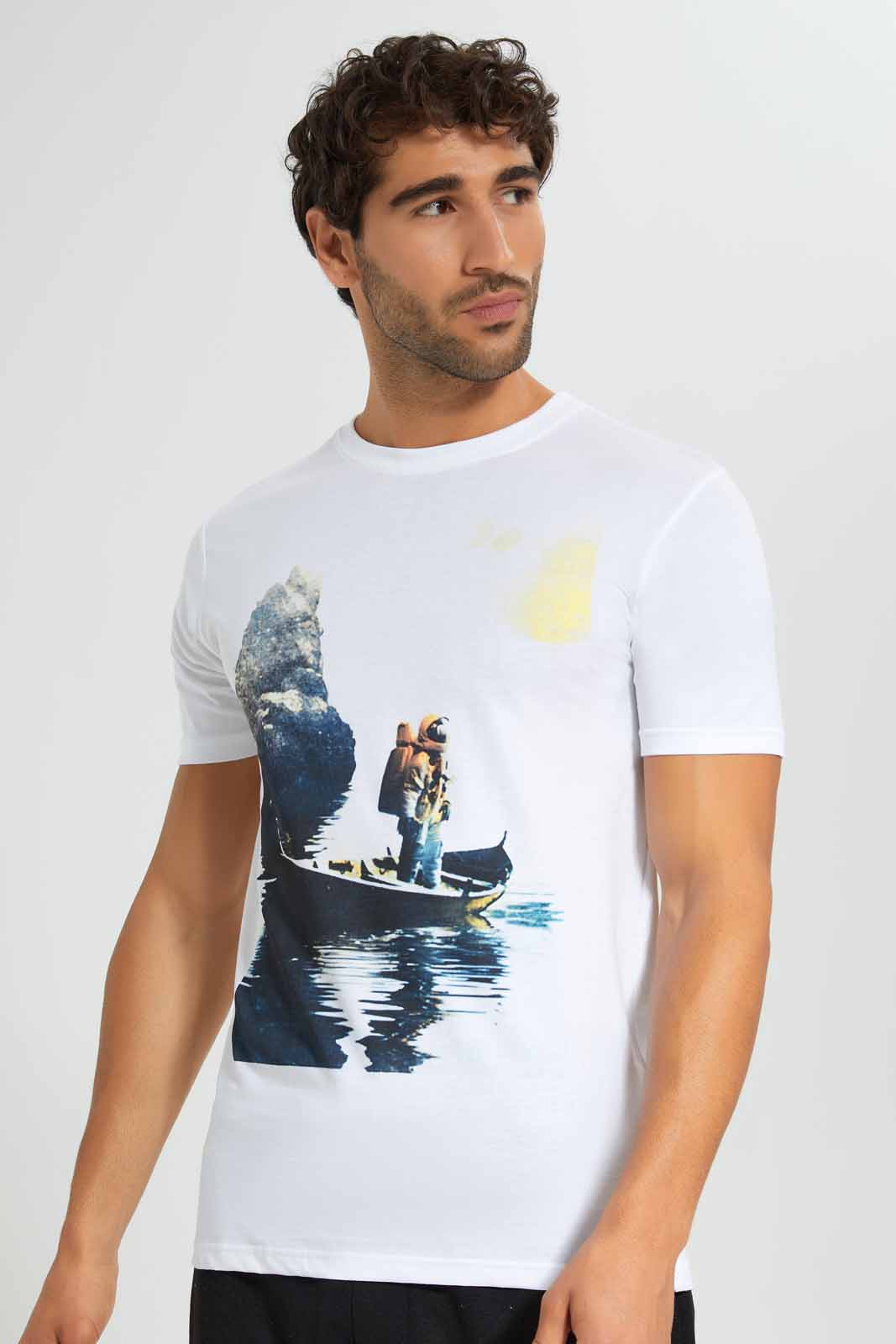 Redtag-White-Graphic-T-Shirt-Category:T-Shirts,-Colour:White,-Deals:New-In,-Filter:Men's-Clothing,-Men-T-Shirts,-New-In-Men,-Non-Sale,-S22D,-Section:Men,-TBL-Men's-