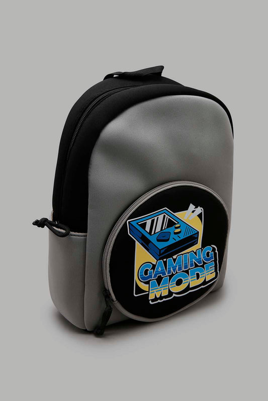 Redtag-Grey-And-Black-Character-Printed-Backpack-BOY-Bags,-Category:Bags,-CHR,-Colour:Assorted,-Filter:Boys-Accessories,-New-In,-New-In-BOY-ACC,-Non-Sale,-Section:Boys-(0-to-14Yrs),-W22O-Boys-