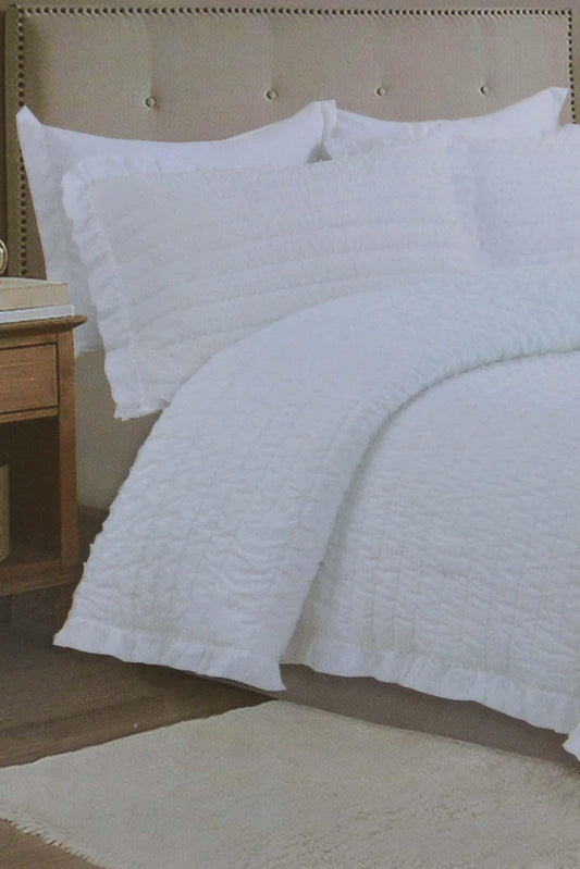 Redtag-Ivory-Swiss-Dot-3-Pieces-Bedspread-Set-(Double-Size)-Category:Bedspreads,-Colour:Ivory,-Deals:New-In,-Filter:Home-Bedroom,-HMW-BED-Bedspreads,-Naya,-New-In-HMW-BED,-Non-Sale,-Section:Homewares,-W22O-Home-Bedroom-