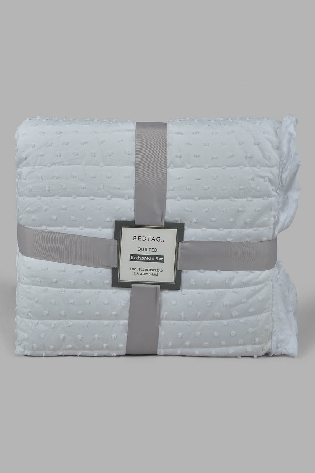 Redtag-Ivory-Swiss-Dot-3-Pieces-Bedspread-Set-(Double-Size)-Category:Bedspreads,-Colour:Ivory,-Deals:New-In,-Filter:Home-Bedroom,-HMW-BED-Bedspreads,-Naya,-New-In-HMW-BED,-Non-Sale,-Section:Homewares,-W22O-Home-Bedroom-