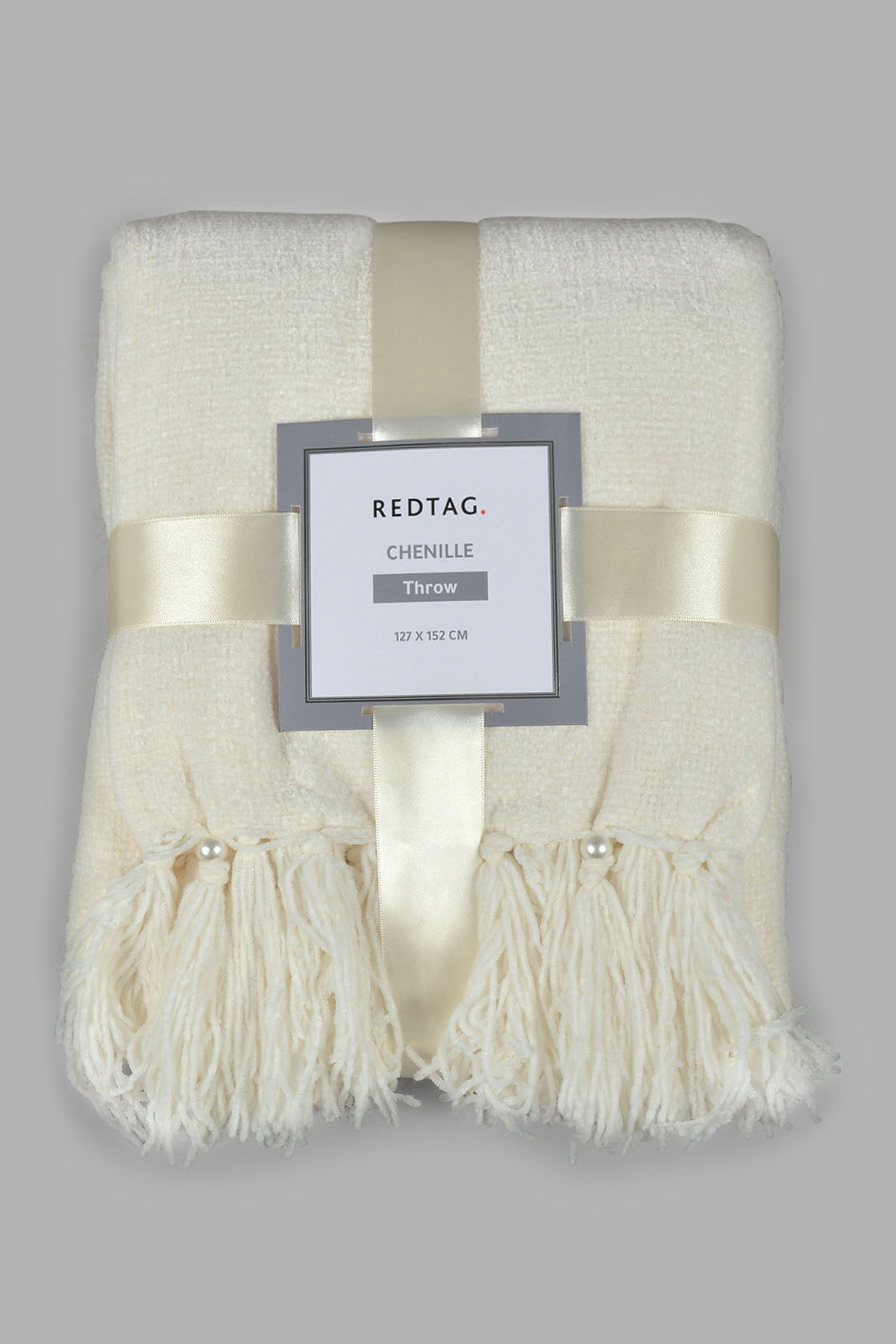 Redtag-Ivory-Chenille-Throw-With-Beaded-Fringe-Category:Throws,-Colour:Ivory,-Deals:New-In,-Elsa,-Filter:Home-Bedroom,-HMW-BED-Throws,-New-In-HMW-BED,-Non-Sale,-S22C,-Section:Homewares-Home-Bedroom-