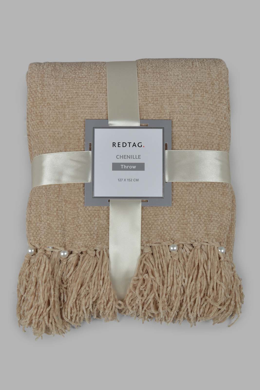 Redtag-Beige-Chenille-Throw-With-Beaded-Fringe-Category:Throws,-Colour:Beige,-Deals:New-In,-Filter:Home-Bedroom,-HMW-BED-Throws,-New-In-HMW-BED,-Non-Sale,-S22C,-Section:Homewares-Home-Bedroom-