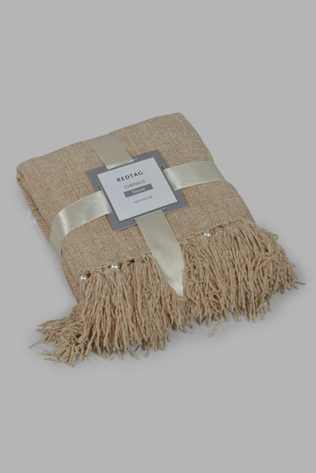 Redtag-Beige-Chenille-Throw-With-Beaded-Fringe-Category:Throws,-Colour:Beige,-Deals:New-In,-Filter:Home-Bedroom,-HMW-BED-Throws,-New-In-HMW-BED,-Non-Sale,-S22C,-Section:Homewares-Home-Bedroom-