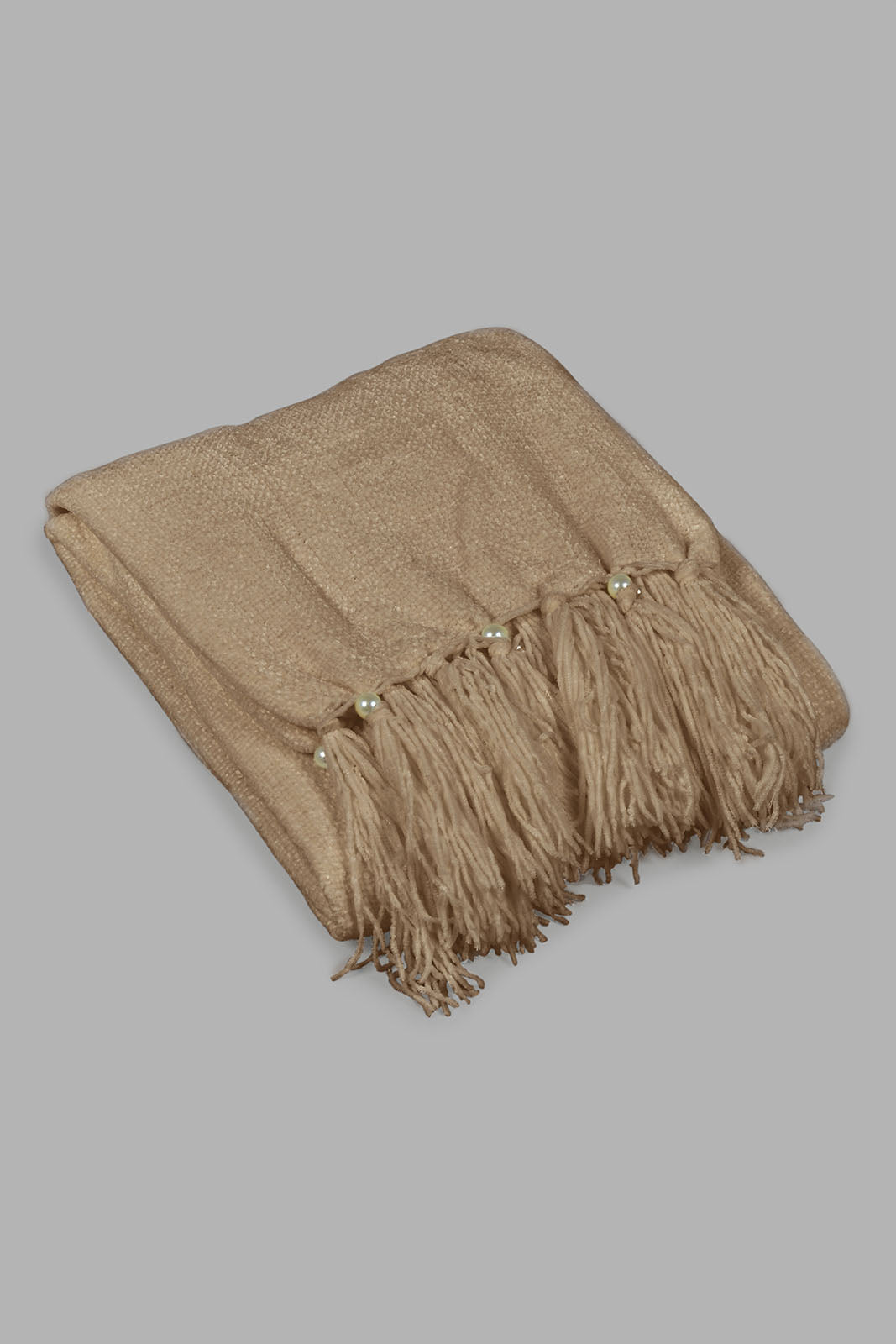 Redtag-Beige-Chenille-Throw-With-Beaded-Fringe-Category:Throws,-Colour:Beige,-Deals:New-In,-Filter:Home-Bedroom,-HMW-BED-Throws,-New-In-HMW-BED,-Non-Sale,-S22C,-Section:Homewares-Home-Bedroom-