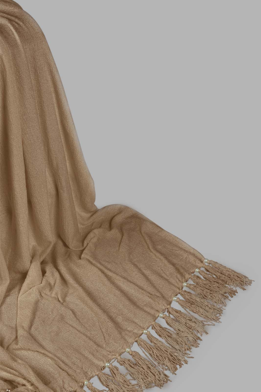 Redtag-Beige-Chenille-Throw-With-Beaded-Fringe-Category:Throws,-Colour:Beige,-Deals:New-In,-Filter:Home-Bedroom,-HMW-BED-Throws,-New-In-HMW-BED,-Non-Sale,-S22C,-Section:Homewares-Home-Bedroom-