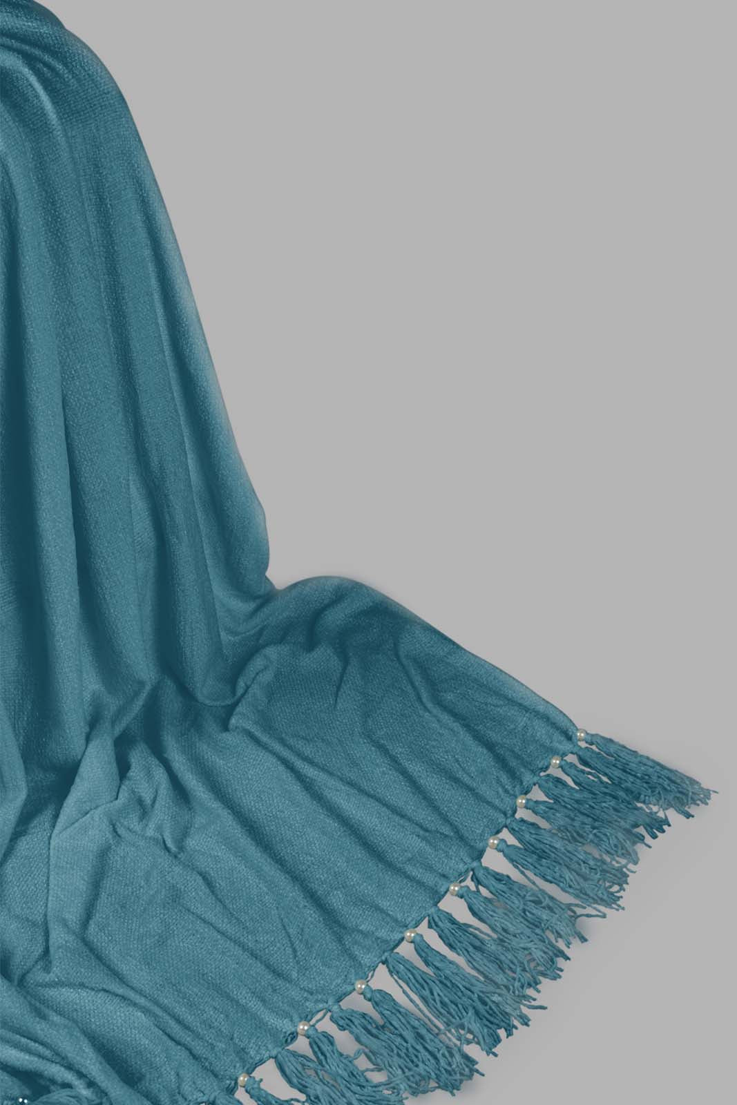 Redtag-Teal-Chenille-Throw-With-Fringe-Category:Throws,-Colour:Teal,-Deals:New-In,-Filter:Home-Bedroom,-HMW-BED-Throws,-New-In-HMW-BED,-Non-Sale,-S22C,-Section:Homewares-Home-Bedroom-