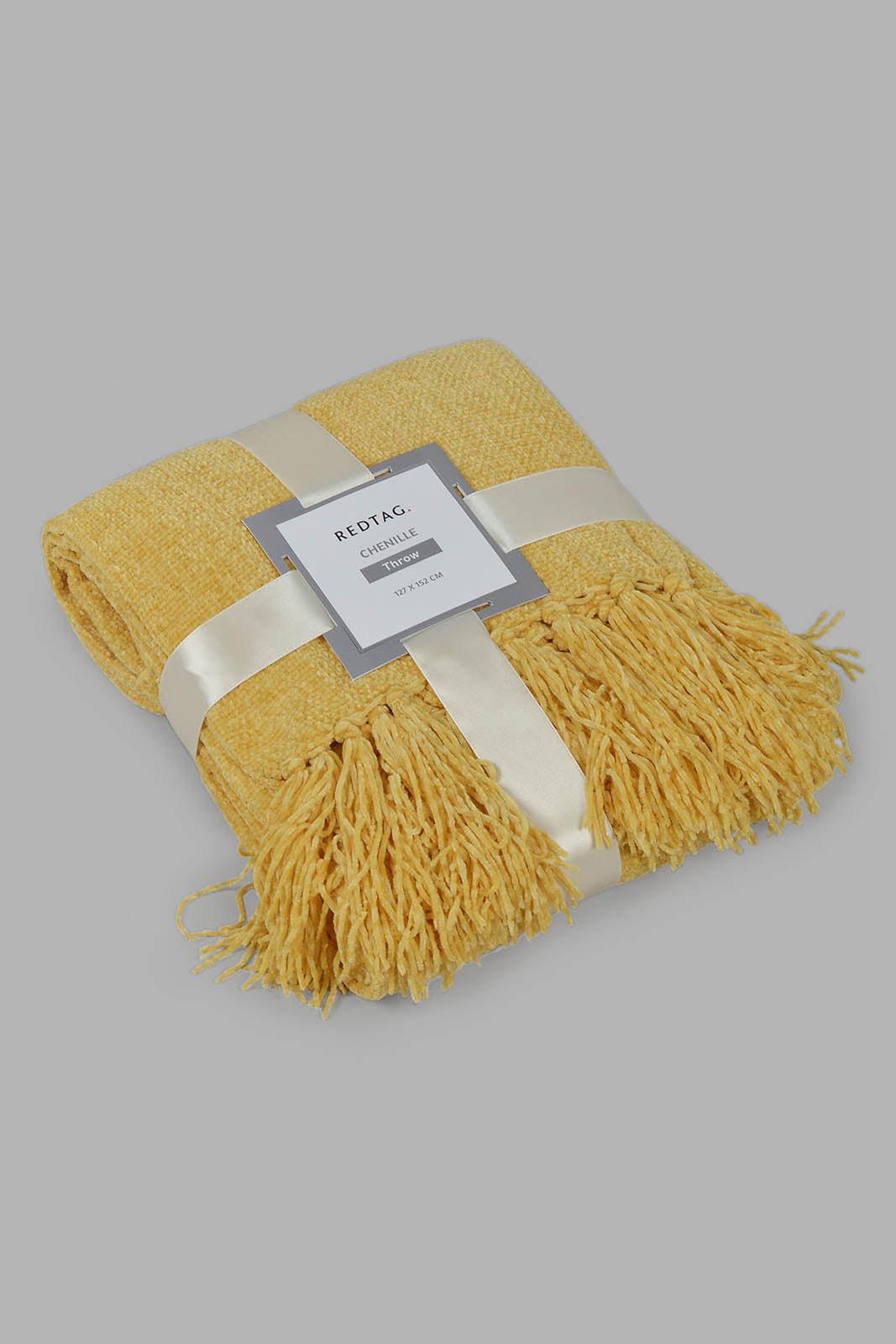 Redtag-Mustard-Chenille-Throw-With-Fringe-Category:Throws,-Colour:Mustard,-Deals:New-In,-Filter:Home-Bedroom,-Harmony,-HMW-BED-Throws,-New-In-HMW-BED,-Non-Sale,-S22C,-Section:Homewares-Home-Bedroom-