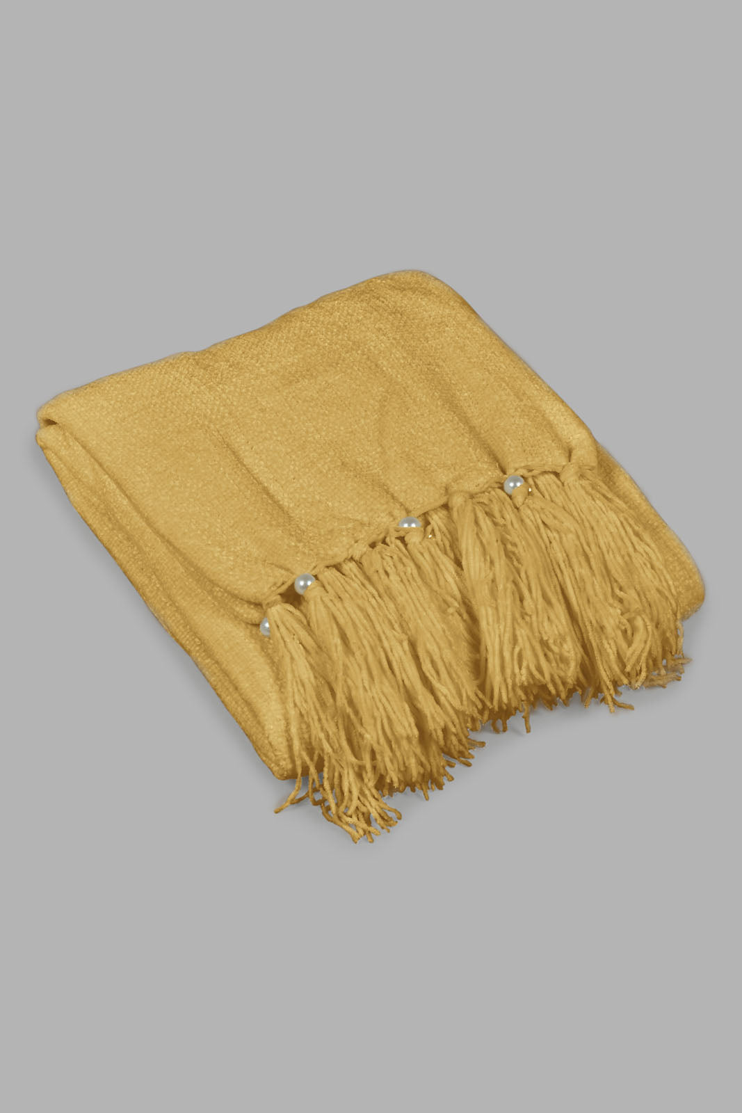 Redtag-Mustard-Chenille-Throw-With-Fringe-Category:Throws,-Colour:Mustard,-Deals:New-In,-Filter:Home-Bedroom,-Harmony,-HMW-BED-Throws,-New-In-HMW-BED,-Non-Sale,-S22C,-Section:Homewares-Home-Bedroom-