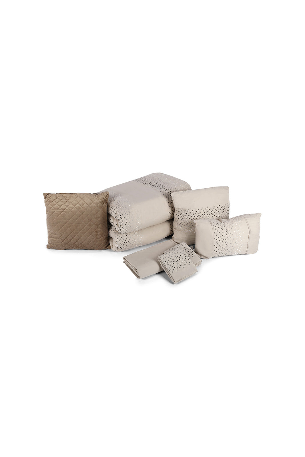 Redtag-Beige-7-Piece-Embroidery-Comforter-Set-(King-Size)-Category:Comforters,-Colour:Beige,-Deals:New-In,-Dept:Home,-Elsa,-Euphoric,-Filter:Home-Bedroom,-HMW-BED-Comforters,-New-In-HMW-BED,-Non-Sale,-Section:Homewares,-W22O-Home-Bedroom-