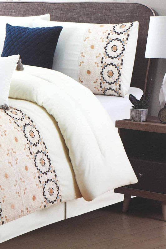 Redtag-Ivory-7-Piece-Embroidery-Comforter-Set-(King-Size)-Category:Comforters,-Colour:Ivory,-Deals:New-In,-Dept:Home,-Euphoric,-Filter:Home-Bedroom,-HMW-BED-Comforters,-New-In-HMW-BED,-Non-Sale,-Section:Homewares,-W22O-Home-Bedroom-