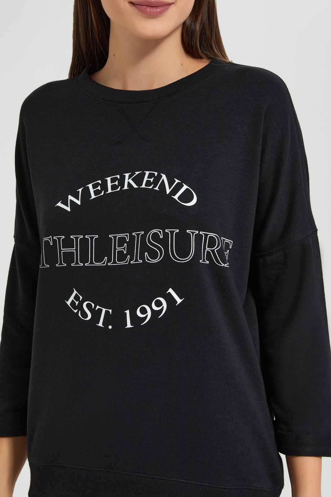 Redtag-Black-Graphic-Crew-Neck-Sweatshirt-Category:Sweatshirts,-Colour:Black,-Deals:New-In,-Filter:Women's-Clothing,-New-In-Women,-Non-Sale,-S22D,-Section:Women,-Women-Sweatshirts-Women's-