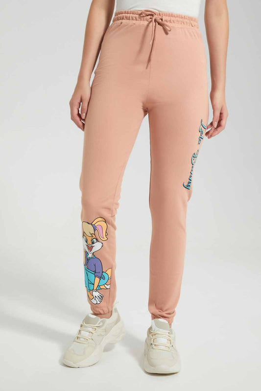 Redtag-Pink-Lola-Bunny-Print-Active-Pant-Category:Joggers,-Colour:Apricot,-Deals:New-In,-Filter:Women's-Clothing,-New-In-Women,-Non-Sale,-S22D,-Section:Women,-Women-Joggers-Women's-