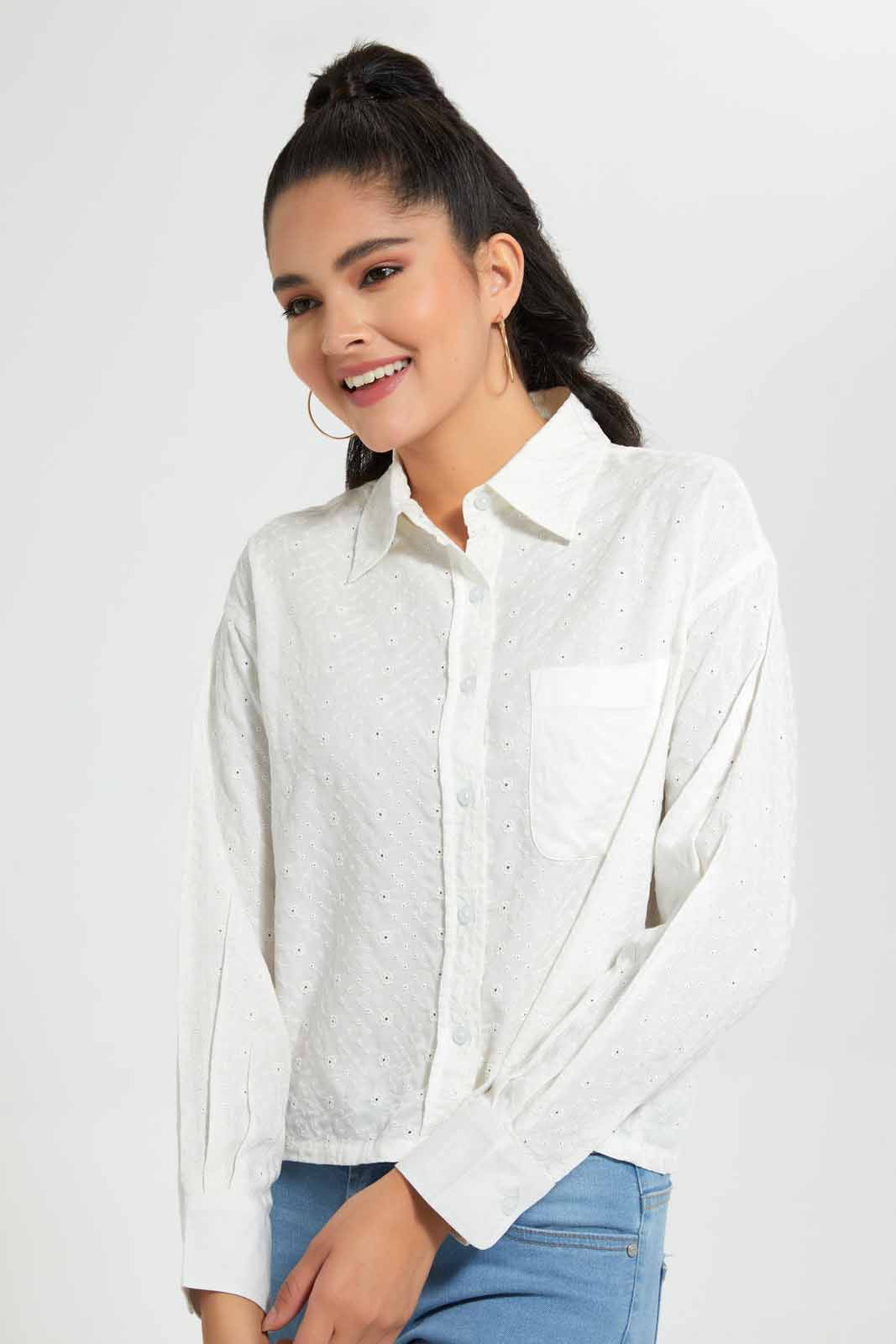 Redtag-White-Schiffily-Embroidered-Shirt-Casual-Shirts-Women's-
