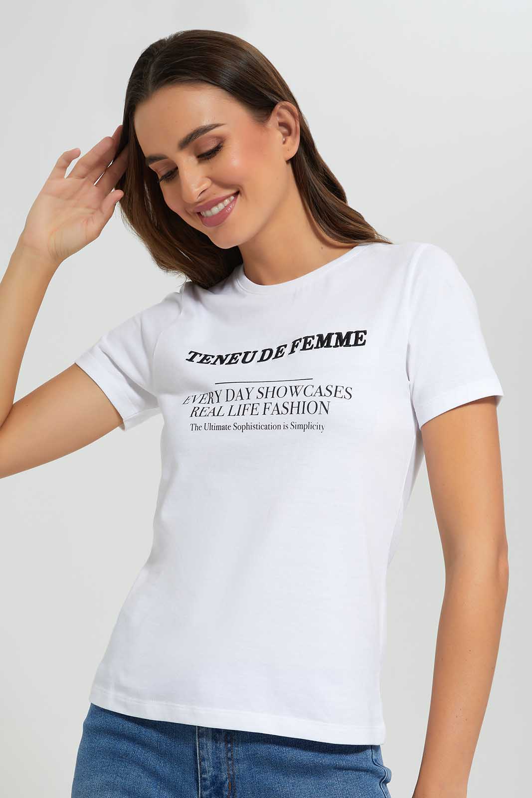 Redtag-White-T-Shirt-Category:T-Shirts,-Colour:White,-Deals:New-In,-Filter:Women's-Clothing,-LDC,-LDC-T-Shirts,-New-In-LDC,-Non-Sale,-Section:Women,-TBL,-W22O-Women's-