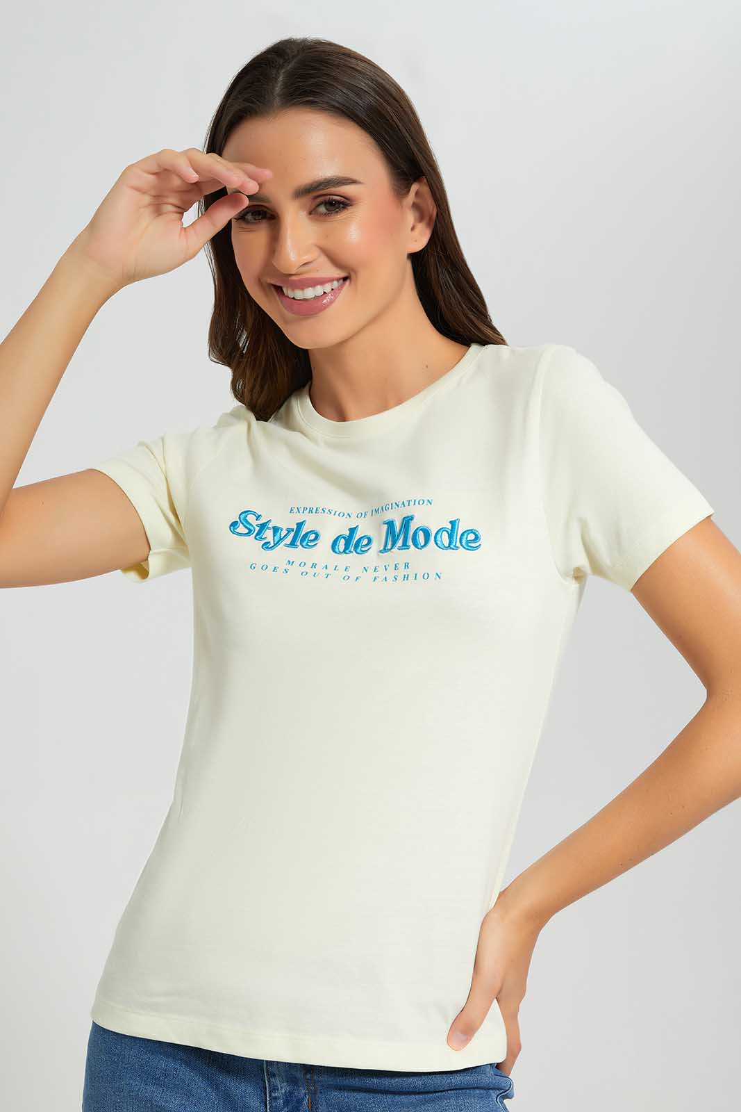 Redtag-Yellow-T-Shirt-Category:T-Shirts,-Colour:Yellow,-Deals:New-In,-Filter:Women's-Clothing,-LDC,-LDC-T-Shirts,-New-In-LDC,-Non-Sale,-Section:Women,-TBL,-W22O-Women's-