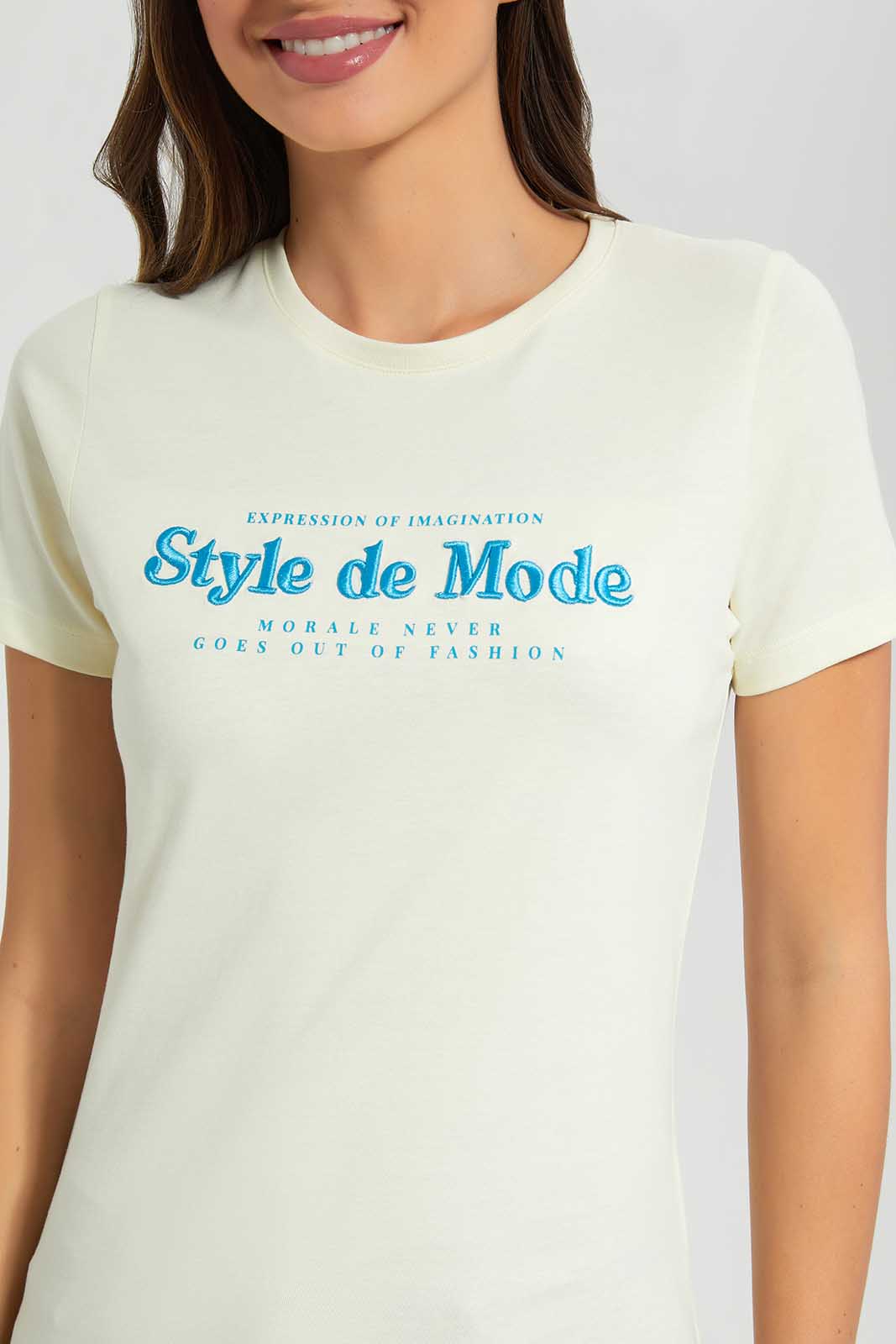 Redtag-Yellow-T-Shirt-Category:T-Shirts,-Colour:Yellow,-Deals:New-In,-Filter:Women's-Clothing,-LDC,-LDC-T-Shirts,-New-In-LDC,-Non-Sale,-Section:Women,-TBL,-W22O-Women's-