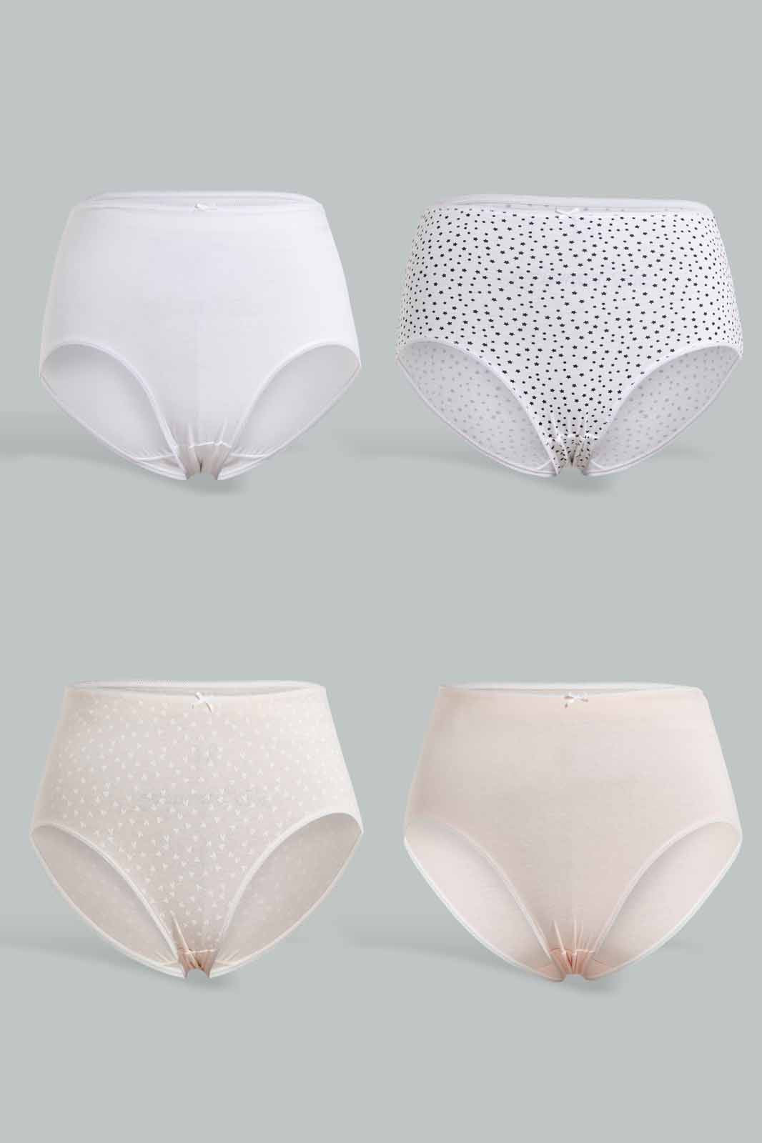 Redtag-Assorted-4-PC-Full-Brief-Plus-Brief-Pack-Category:Briefs,-Colour:Assorted,-Deals:New-In,-Filter:Women's-Clothing,-New-In-Women-APL,-Non-Sale,-S22D,-Section:Women,-Women-Briefs--