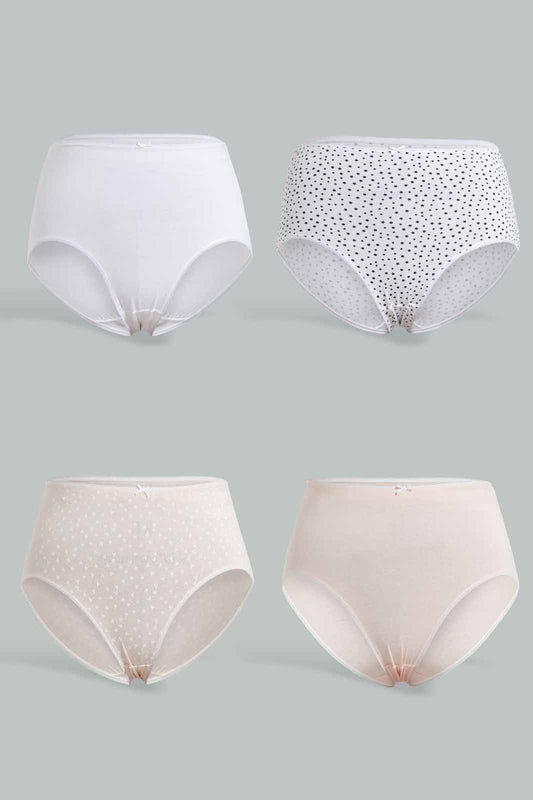 Redtag-Assorted-4-PC-Full-Brief-Plus-Brief-Pack-Category:Briefs,-Colour:Assorted,-Deals:New-In,-Filter:Women's-Clothing,-New-In-Women-APL,-Non-Sale,-S22D,-Section:Women,-Women-Briefs--