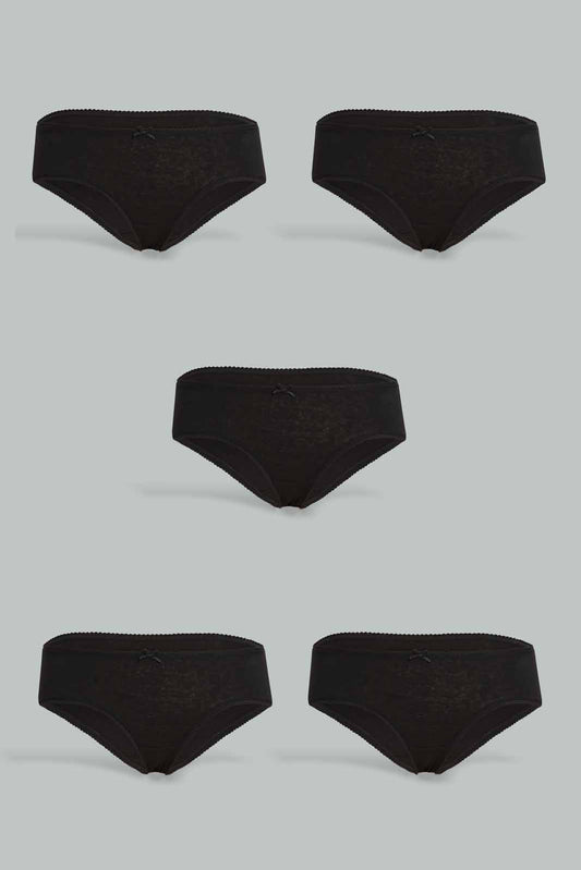 Redtag-Black-Plain-Boyleg-Briefs-(5-Pack)-365,-Category:Briefs,-Colour:Black,-Deals:New-In,-Filter:Women's-Clothing,-New-In-Women-APL,-Non-Sale,-Section:Women,-Women-Briefs--