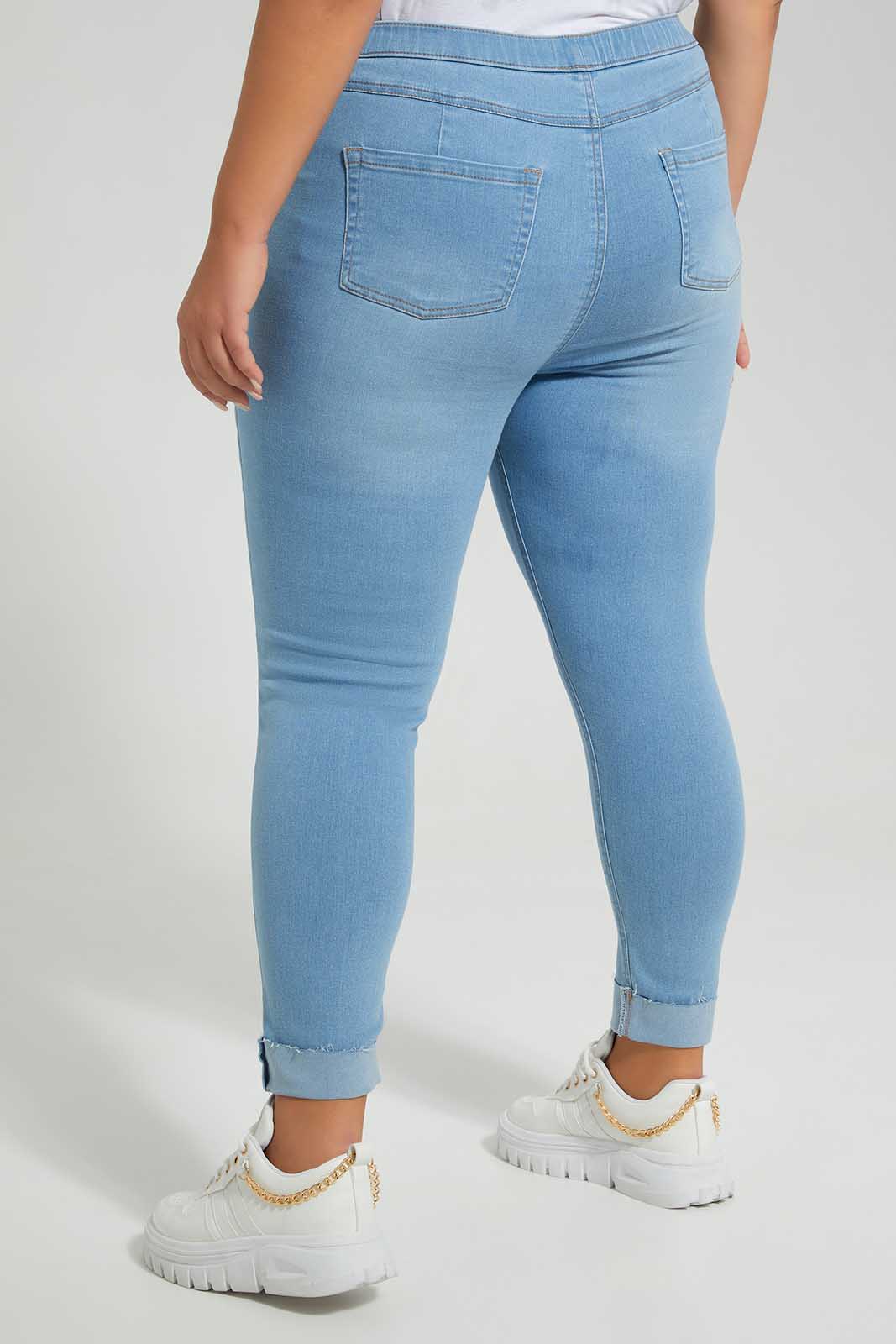 Redtag-Light-Wash-Jegging-With-Folded-Hem-Category:Jeggings,-Colour:Light-Wash,-Deals:New-In,-Filter:Plus-Size,-LDP-Jeggings,-New-In-LDP,-Non-Sale,-S22D,-Section:Women,-TBL-Women's-