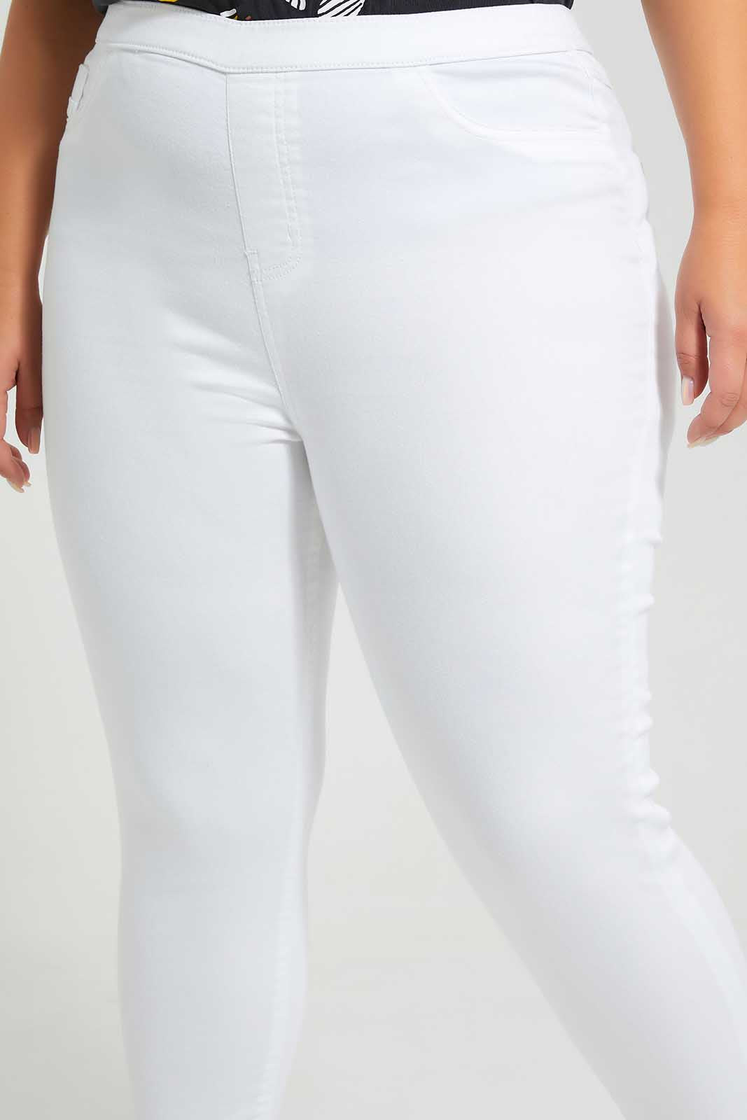 Redtag-White-Jegging-With-Folded-Hem-Category:Jeggings,-Colour:White,-Deals:New-In,-Filter:Plus-Size,-LDP-Jeggings,-New-In-LDP,-Non-Sale,-S22D,-Section:Women,-TBL-Women's-