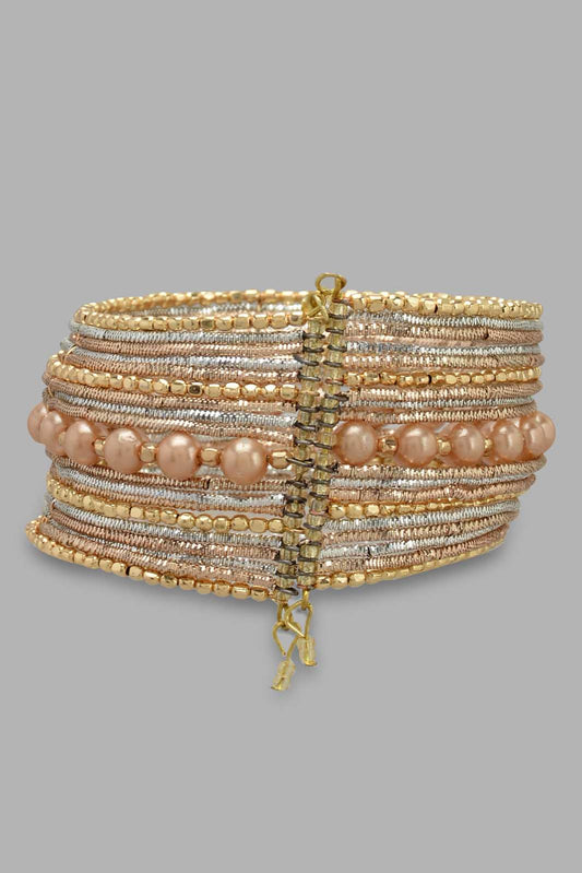 Redtag-Gold---Embellished-Cuff-Category:Jewellery,-Colour:Gold,-Filter:Women's-Accessories,-New-In,-New-In-Women-ACC,-Non-Sale,-S22C,-Section:Women,-Women-Jewellery-Women-
