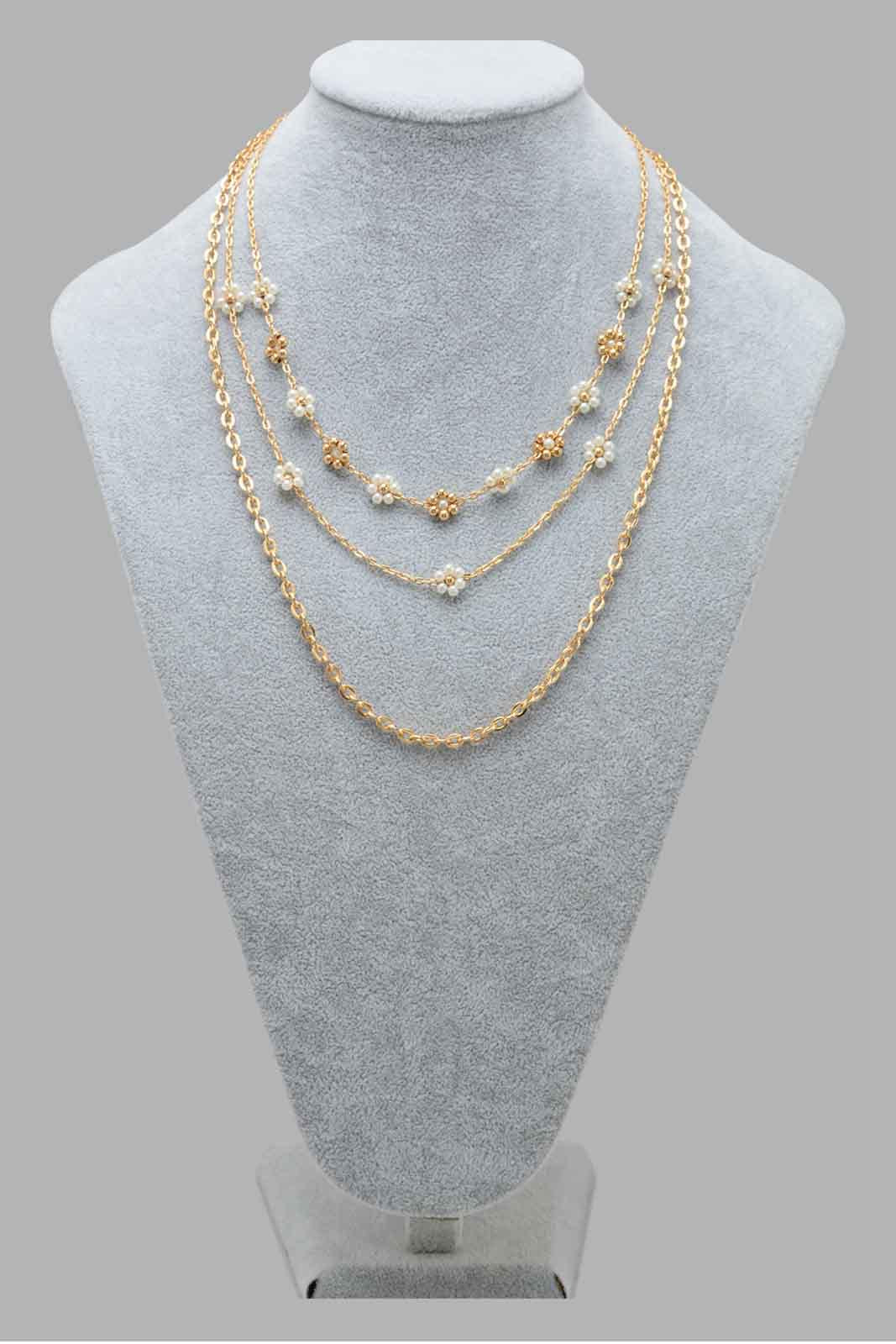 Redtag-Gold--Pearl-multilayered-Necklace-Category:Jewellery,-Colour:Gold,-Filter:Women's-Accessories,-LEC-Jewellery,-New-In,-New-In-Women-ACC,-Non-Sale,-S22C,-Section:Women-Women-