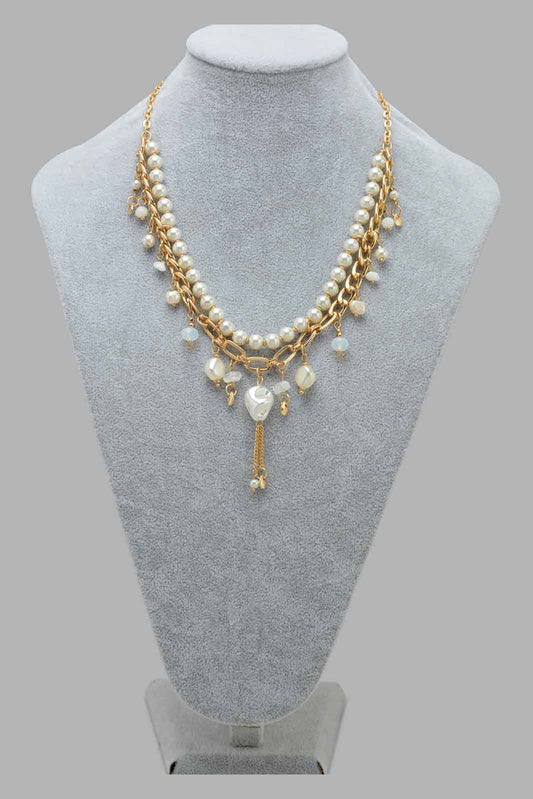 Redtag-Gold--Pearl-single-Layered-Necklace-Category:Jewellery,-Colour:Gold,-Filter:Women's-Accessories,-LEC-Jewellery,-New-In,-New-In-Women-ACC,-Non-Sale,-S22C,-Section:Women-Women-
