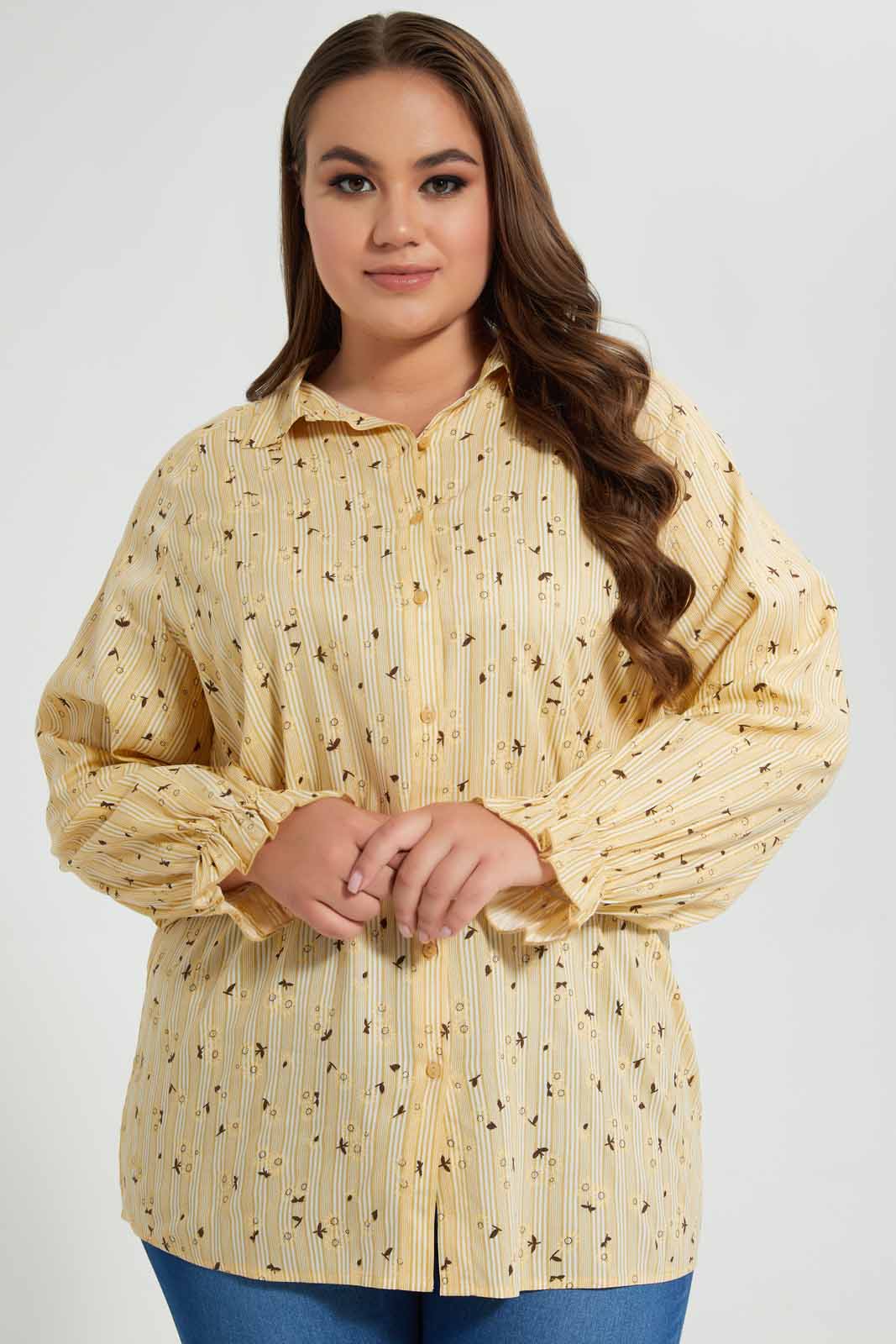 Redtag-Assorted-Stripe-Printed-Collared-Shirt-Long-Sleeve-Blouses-Women's-
