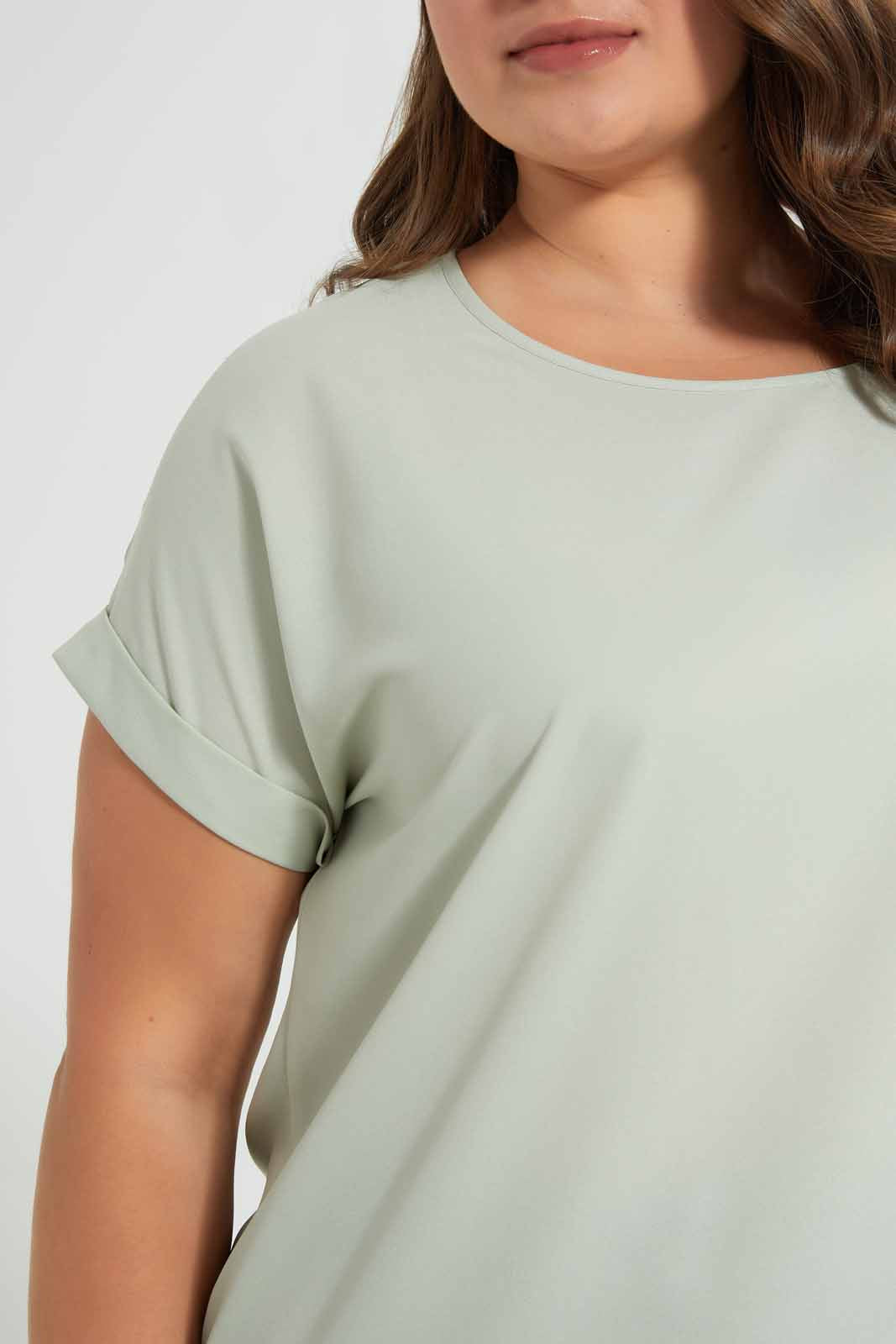 Redtag-Mint-Turn-Up-Sleeve-Blouse-Blouses-Women's-