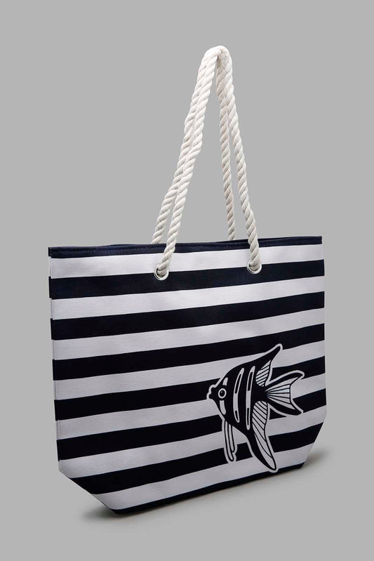Redtag-Navy-Beach-Bag-Category:Bags,-Colour:Navy,-Filter:Women's-Accessories,-New-In,-New-In-Women-ACC,-Non-Sale,-Section:Women,-W22O,-Women-Bags-Women-