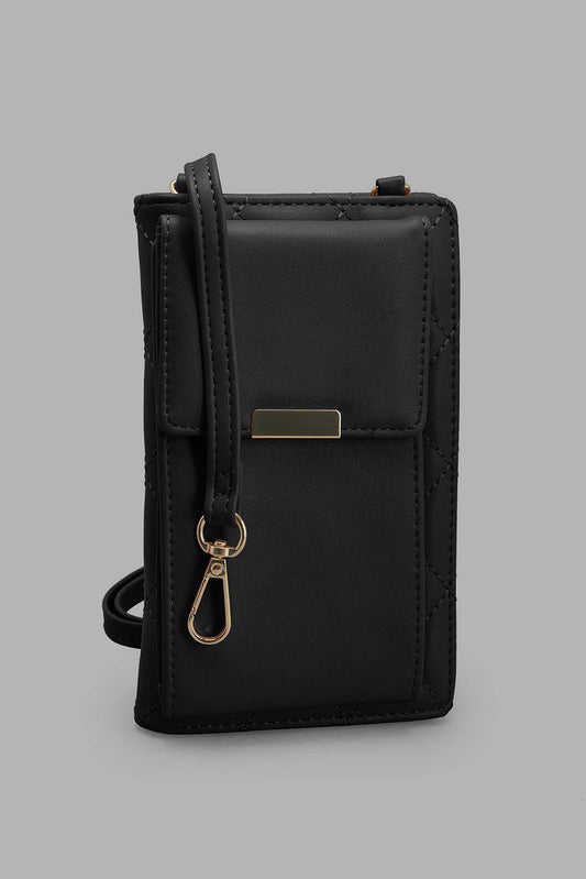 Redtag-Black-Quilted-Mobile-Purse-Category:Bags,-Colour:Black,-Filter:Women's-Accessories,-New-In,-New-In-Women-ACC,-Non-Sale,-S22C,-Section:Women,-Women-Bags-Women-