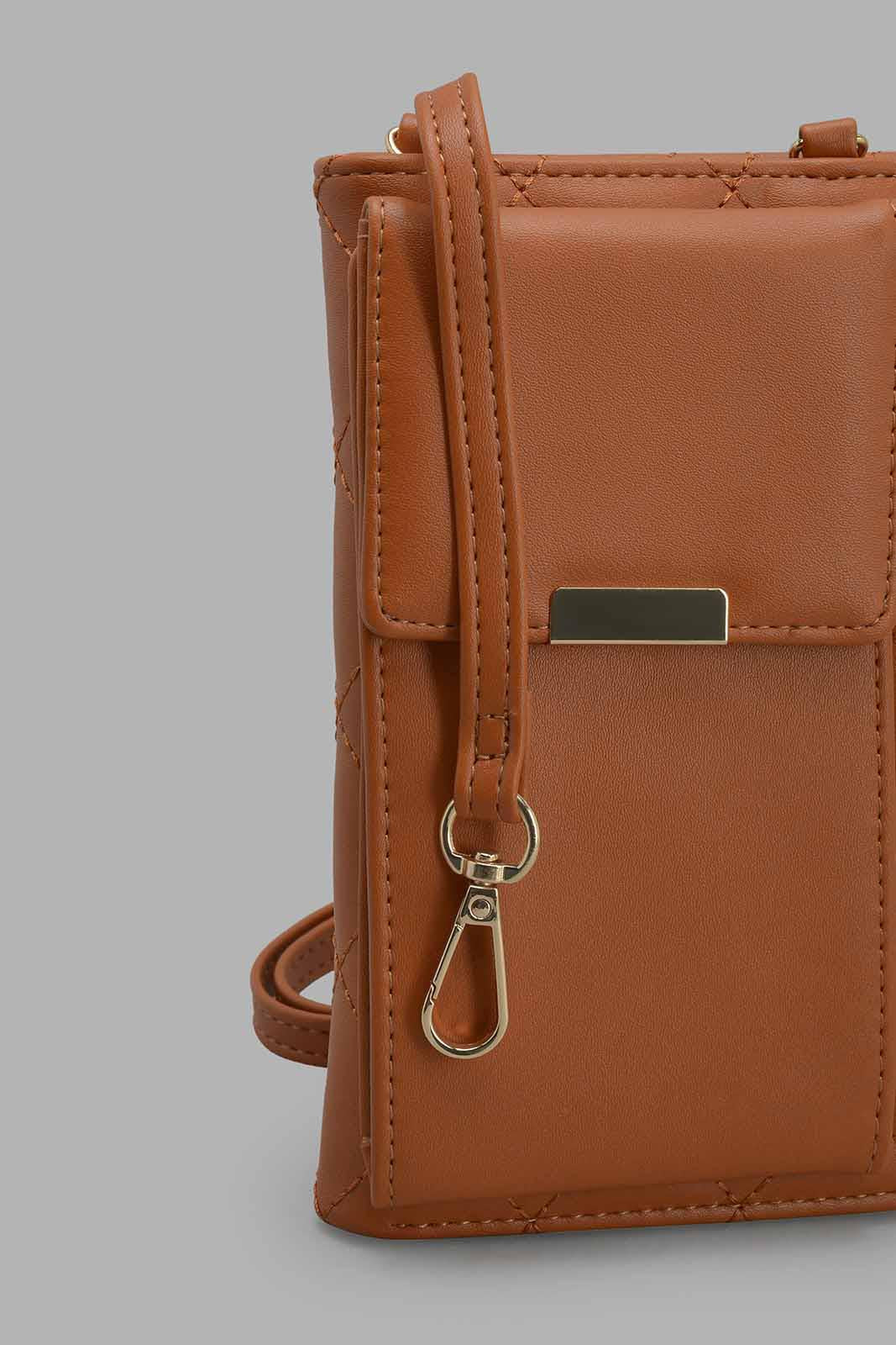 Redtag-Tan-Quilted-Mobile-Purse-Category:Bags,-Colour:Tan,-Filter:Women's-Accessories,-New-In,-New-In-Women-ACC,-Non-Sale,-S22C,-Section:Women,-Women-Bags-Women-
