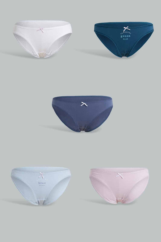 Redtag-Assorted-Print/Plain-Bikini-Briefs-(5-Pack)-365,-Category:Briefs,-Colour:Assorted,-Deals:New-In,-Filter:Women's-Clothing,-New-In-Women-APL,-Non-Sale,-Section:Women,-Women-Briefs--