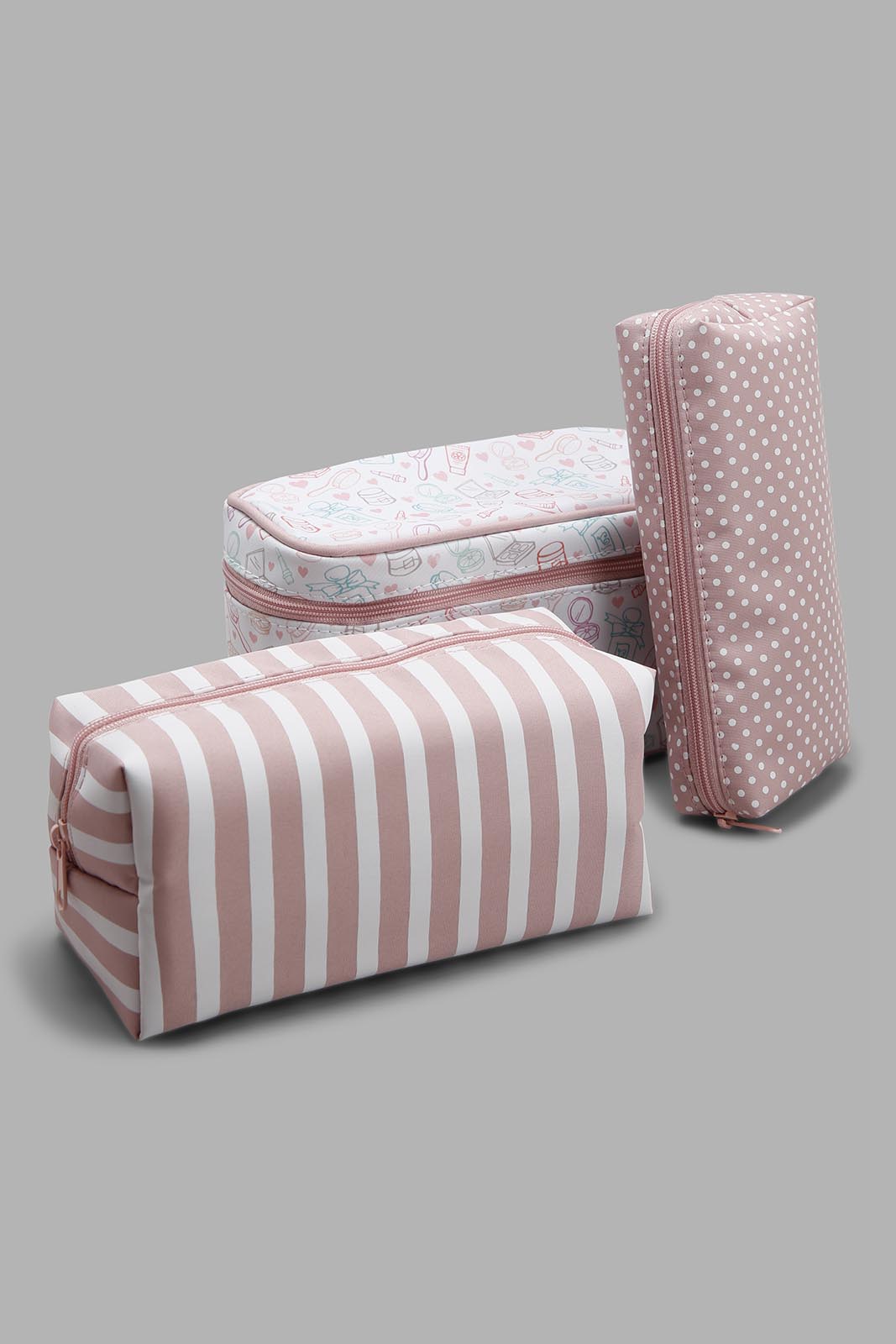 Redtag-Grey-And-White-Floral-Printed-Cosmetic-Pouches-Category:Cosmetics,-Colour:Grey,-Filter:Women's-Accessories,-New-In,-New-In-Women-ACC,-Non-Sale,-Section:Women,-W22O,-Women-Cosmetics-Women-