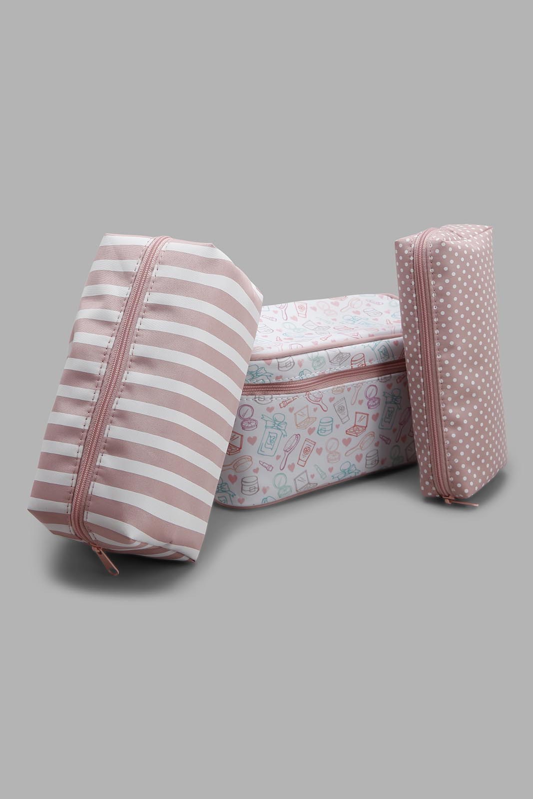 Redtag-Grey-And-White-Floral-Printed-Cosmetic-Pouches-Category:Cosmetics,-Colour:Grey,-Filter:Women's-Accessories,-New-In,-New-In-Women-ACC,-Non-Sale,-Section:Women,-W22O,-Women-Cosmetics-Women-