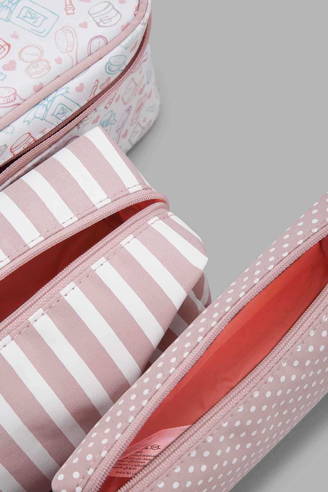 Redtag-Grey-And-White-Floral-Printed-Cosmetic-Pouches-Category:Cosmetics,-Colour:Grey,-Filter:Women's-Accessories,-New-In,-New-In-Women-ACC,-Non-Sale,-Section:Women,-W22O,-Women-Cosmetics-Women-
