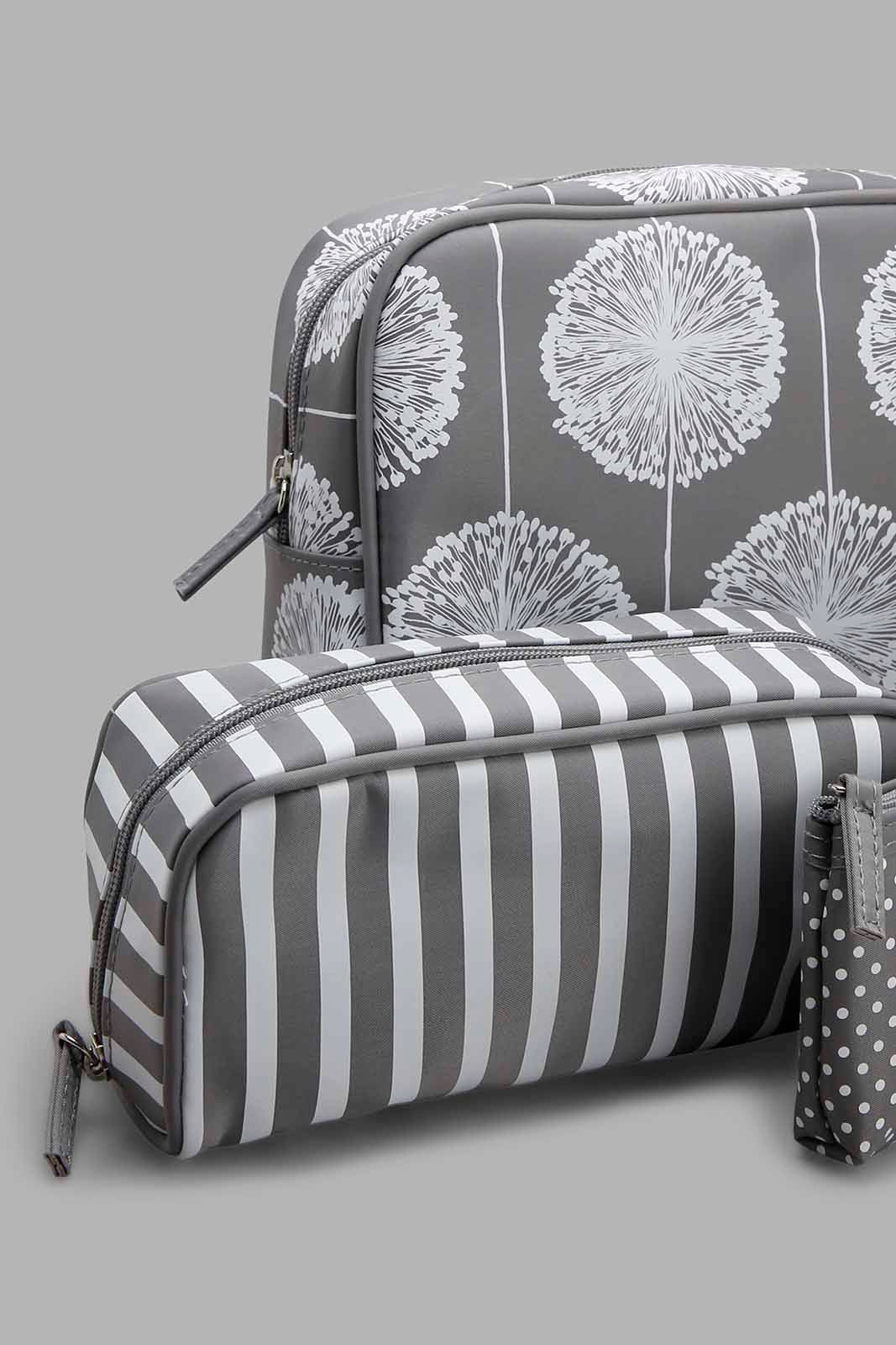 Redtag-Grey-And-White-Polka-Printed-Cosmetic-Pouches-Category:Cosmetics,-Colour:Grey,-Filter:Women's-Accessories,-New-In,-New-In-Women-ACC,-Non-Sale,-Section:Women,-W22O,-Women-Cosmetics-Women-