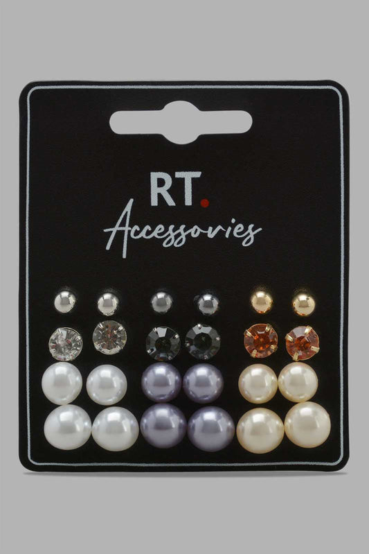 Redtag-Assorted-Studs-Category:Jewellery,-Colour:Assorted,-Filter:Women's-Accessories,-New-In,-New-In-Women-ACC,-Non-Sale,-Section:Women,-W22O,-Women-Jewellery-Women-