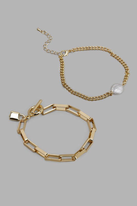 Gold Embellished Bracelet (2 Piece)