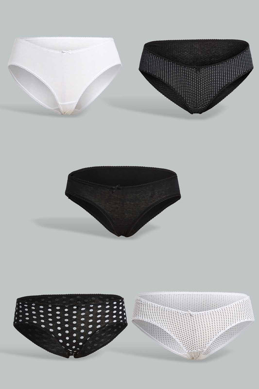 Redtag-Assorted-Print/Plain-Boyleg-Briefs-(5-Pack)-365,-Category:Briefs,-Colour:Assorted,-Deals:New-In,-Filter:Women's-Clothing,-New-In-Women-APL,-Non-Sale,-Section:Women,-Women-Briefs--